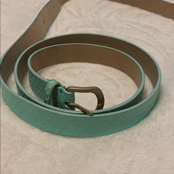 J Crew leather Belt Turquoise Mint Large